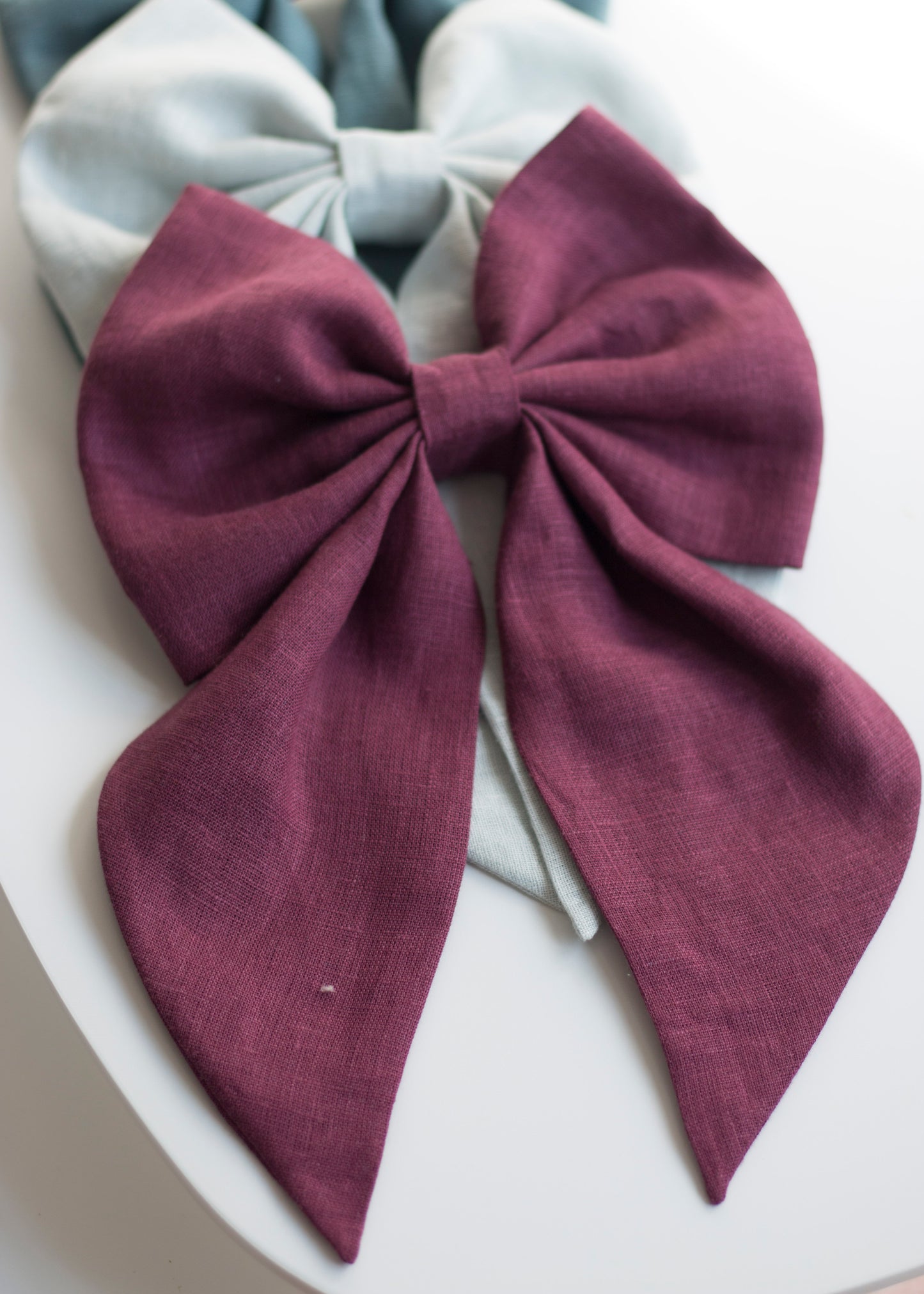 Linen Hair Bow barrette (Cherry)