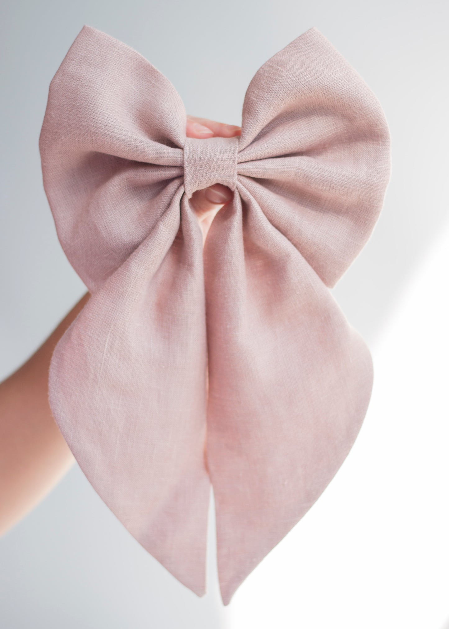 Linen Hair Bow barrette (Woodrose)