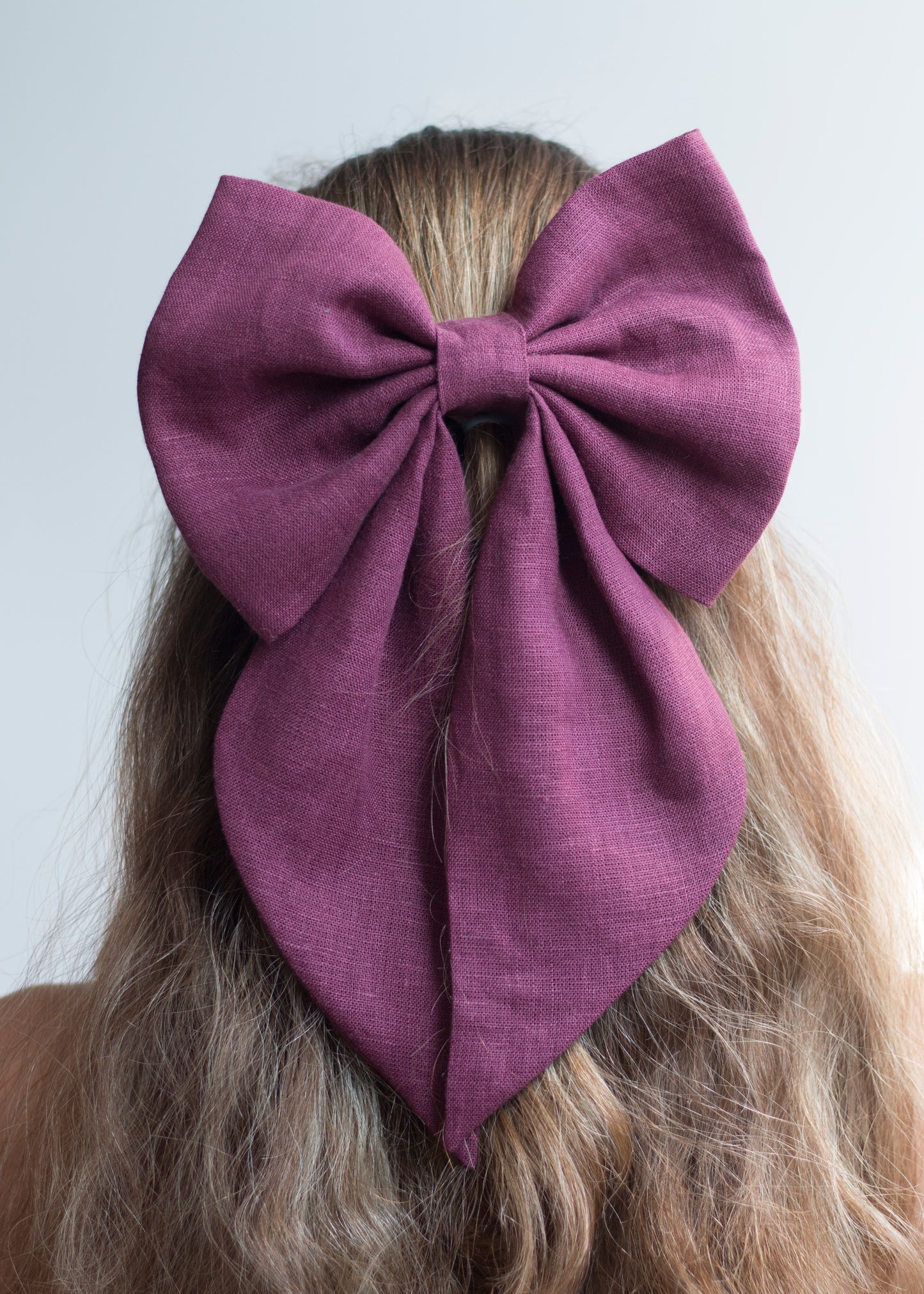 Linen Hair Bow barrette (Cherry)