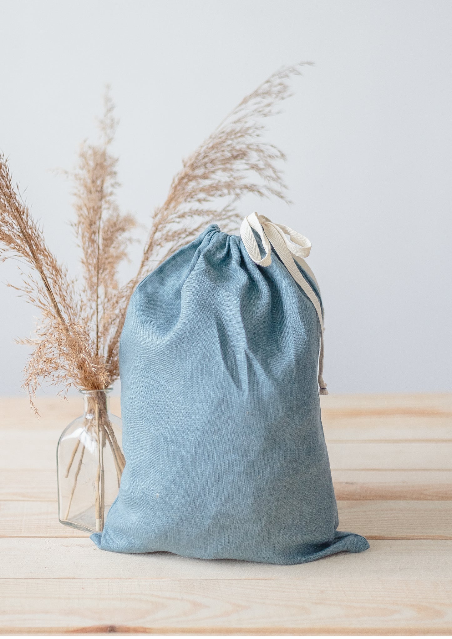 Blue Grey Linen Storage Bag
