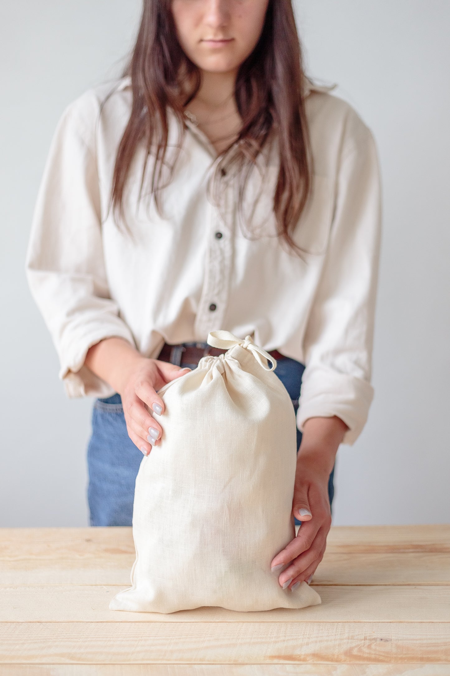 Eggshell Linen Storage Bag