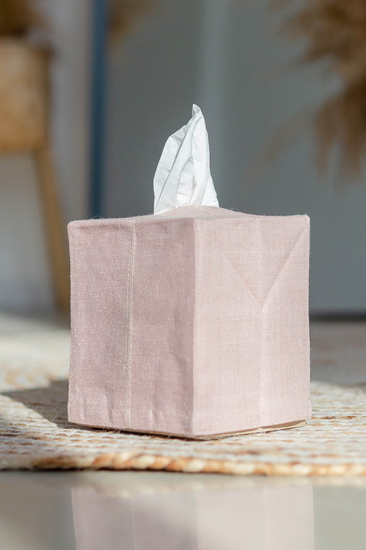 Woodrose Pink Linen Tissue Box Cover
