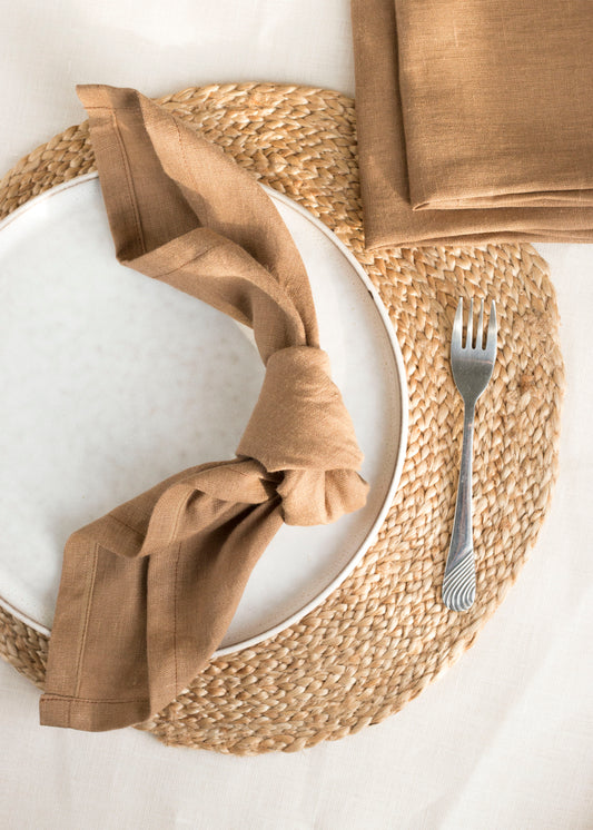 Set of 2 Caramel Brown Linen Napkins