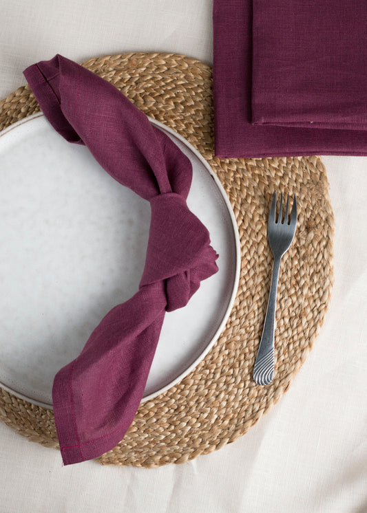 Set of 2 Cherry Linen Napkins