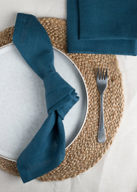 Set of 2 Deep Ocean Linen Napkins