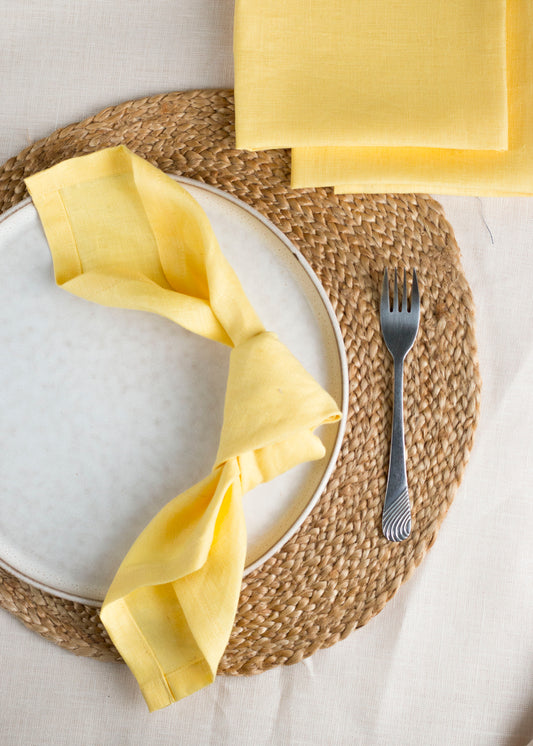 Set of 2 Yellow Lemon Linen Napkins