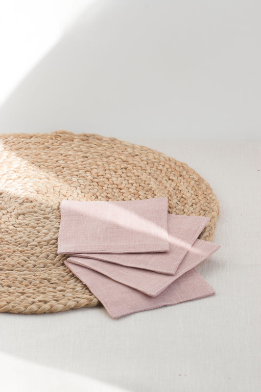 Pink Rose Linen coasters