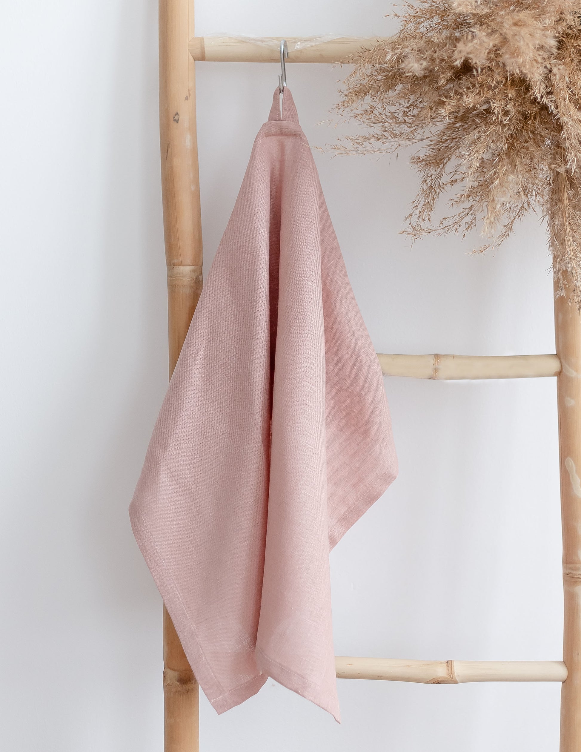 Washed Linen Pink rose kitchen towel