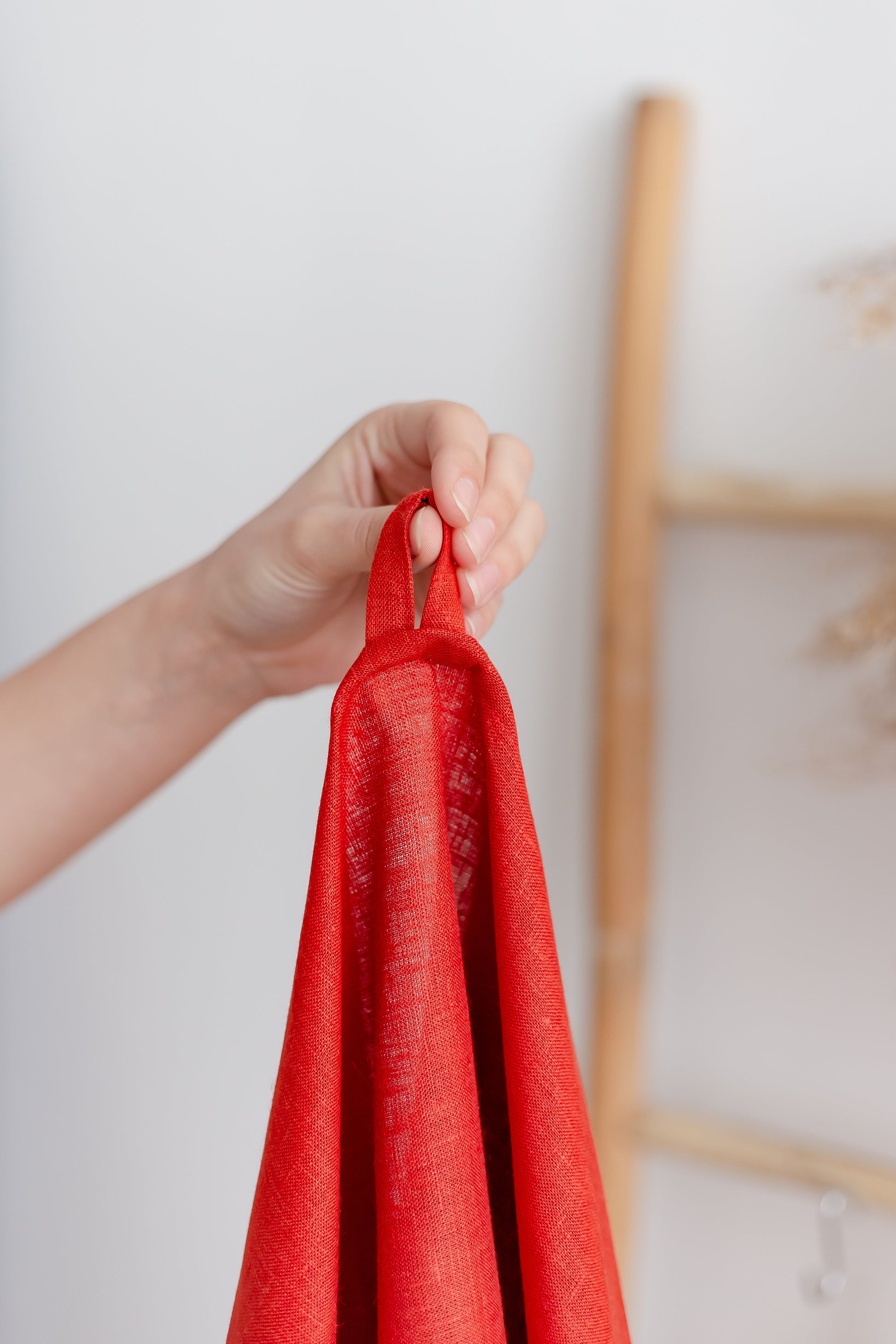 Red linen kitchen towel