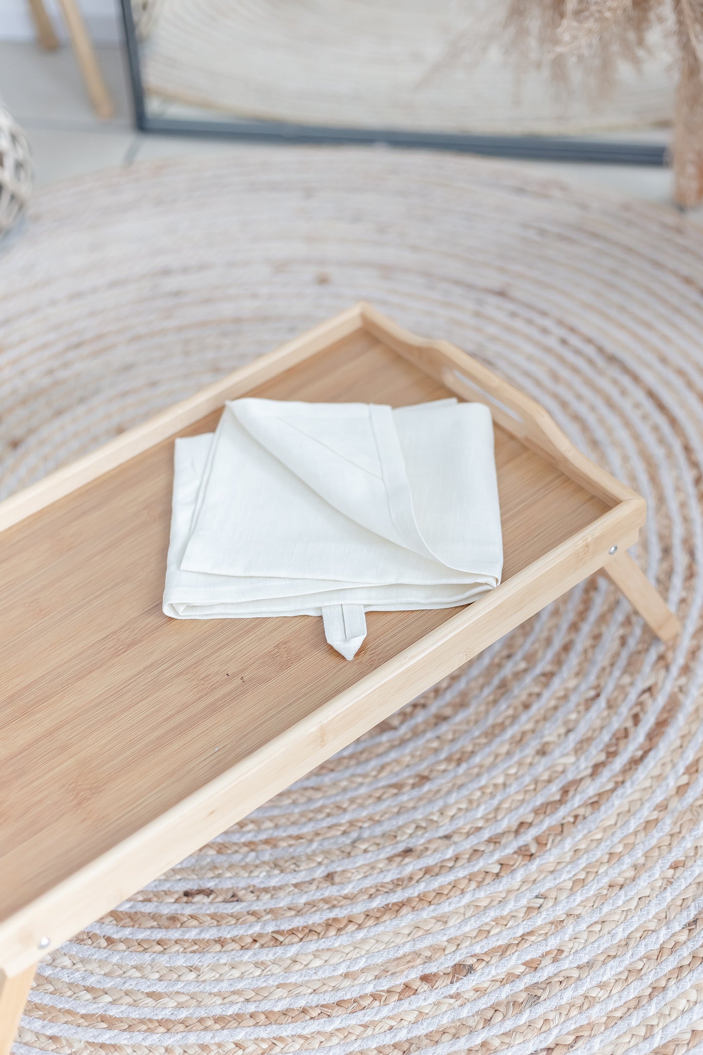 Eggshell white washed linen kitchen towel
