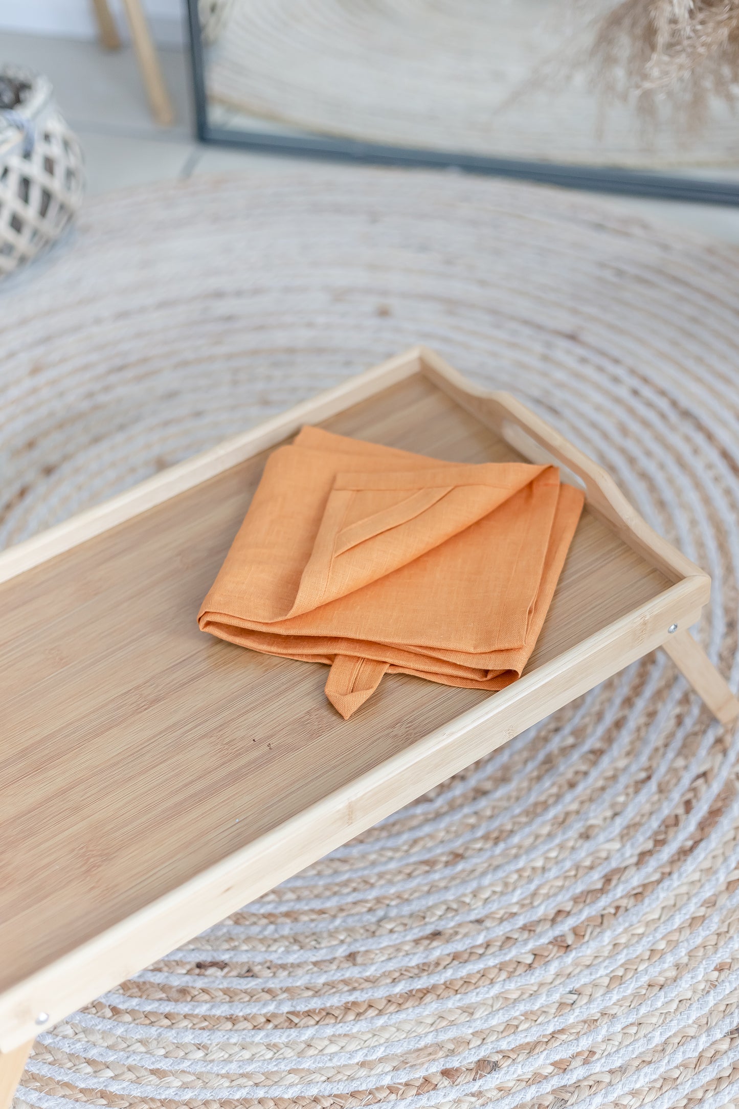 Orange washed linen kitchen towel