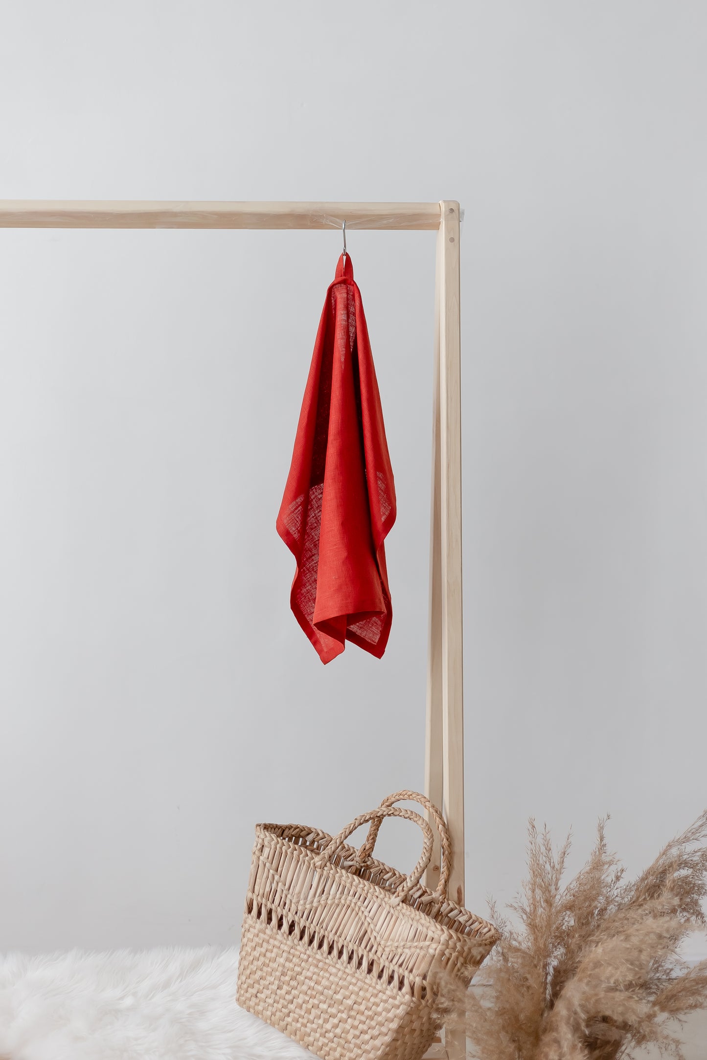 Red linen hand towel